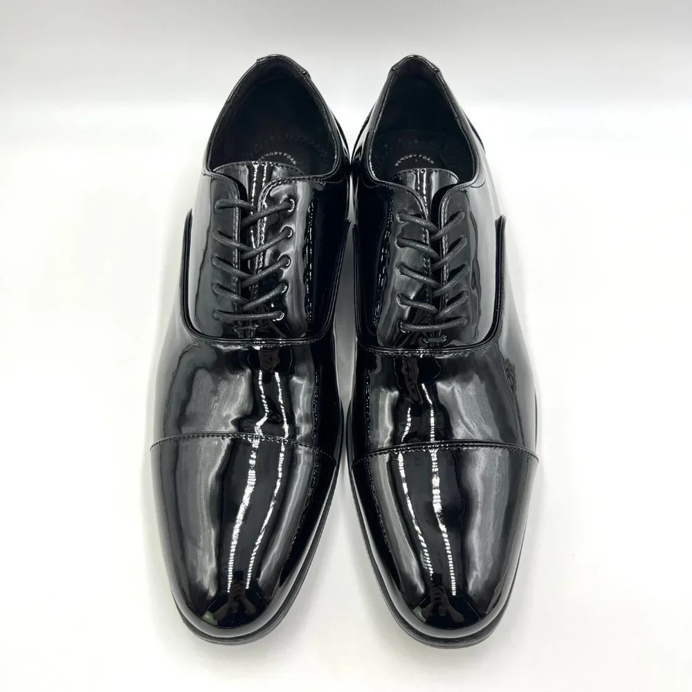 11W 11 WIDE Stacy Adams Mens Gala‎ Black Patent Oxfords Dress Shoes New